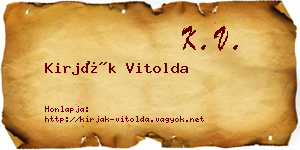 Kirják Vitolda névjegykártya